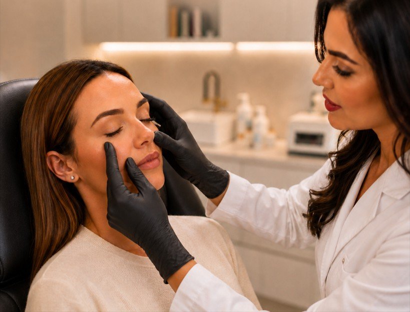 Specjalistka AB Bellita Estetica podczas konsultacji i zabiegu na okolicę oka